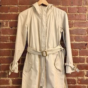 JCrew khaki trench coat with tan hardware